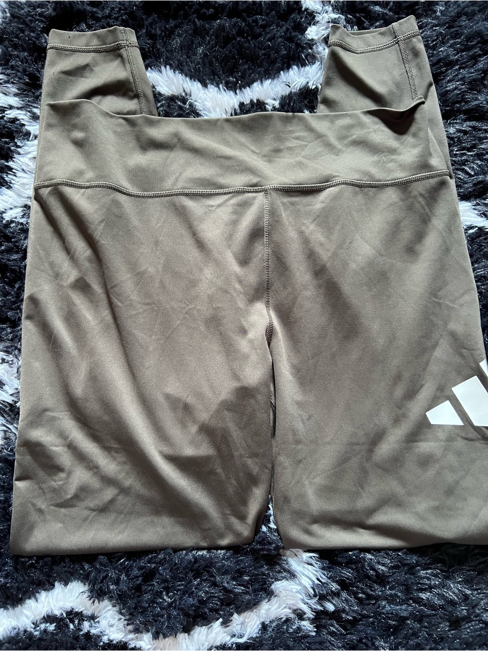 adidas Olive Green Leggings with White Logo
